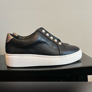 Alex Marie Size 10 Wrenna Pearl Stud Embellished Black Leather Platform Sneakers